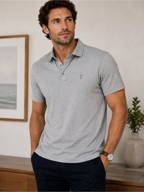 Baobab Pima Cotton Gray Polo Shirt Men’s Large Soft Luxury Casual